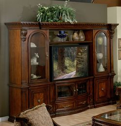 Elegant Wood Big Screen Expandable Bridge Wall System Entertainment Center