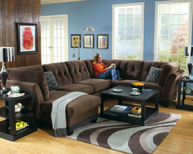 Espresso Tufted Sectional Sofa Corner Chaise
