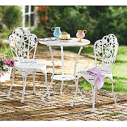 Garden Bistro Aluminum Table and Chair Pair