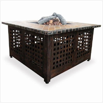 Gas Fire Pit Heater with Slate Mantel