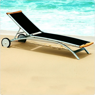 Island Aluminum Sling Chaise Lounge Black