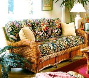 Kingston Reef Sofa w Cinnamon Finished Wicker Frame