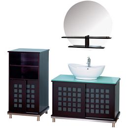 Kubota 39inch Modern Bathroom Vanity Set with Glass Countertop