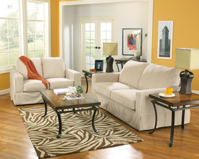 Light Contemporary Upholstered Sofa Loveseat Living Room Collection