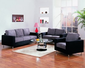 Modern Black and Grey Sofa Love Seat Living Room Furniture