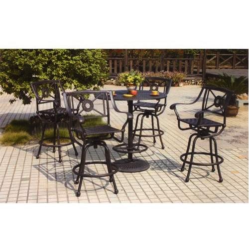 Darlee Monte Carlo 42 Inch Pedestal Cast Aluminum Bar Table Set With Cushions