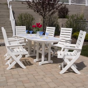 Recycled Plastic 36 x 78 Oval Umbrella Dining Table
