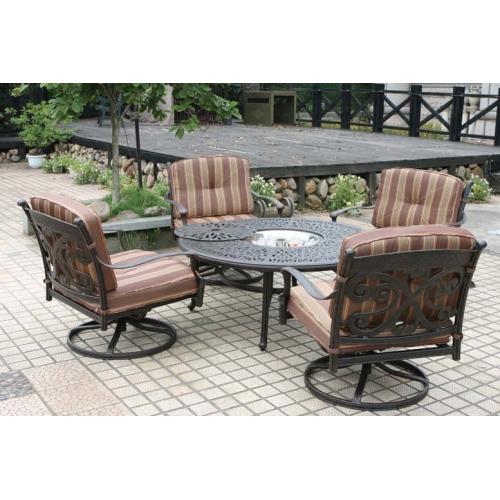 Round Cast Aluminum Lounge Set With Cushion