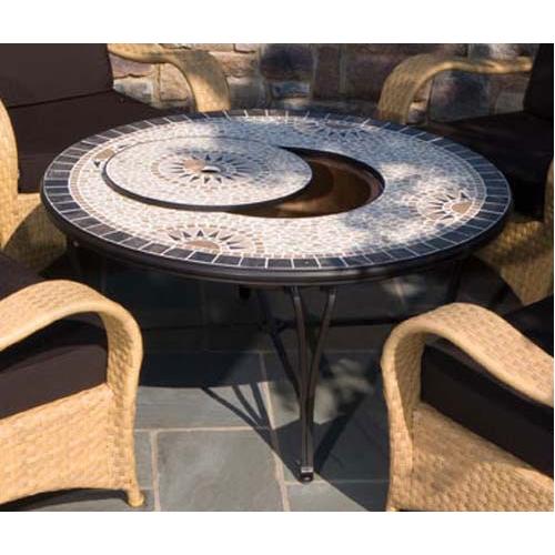 Round Lounge Table With Fire Pit And Beverage Center