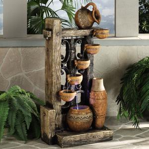 Rustic Pots Lighted Water Fountain