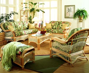 Seascape Collection 6-PC Wicker Living Room Set in Natural or Brown Wash Finish