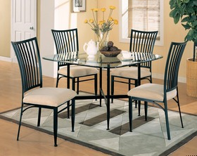 Simple Rounded Edge Glass & Metal Dinette Set