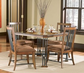 Square Glass Pine Base Dining Room Dinette Set