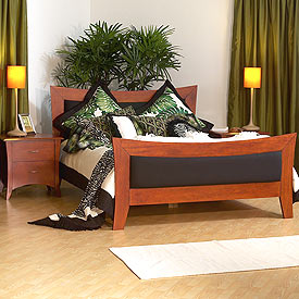 Toscania Platform Bed w Upholstered Microfiber Headboard