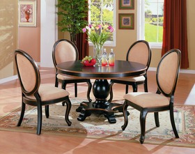 Traditional Round Wood Pedestal Dinette Dining Room Set