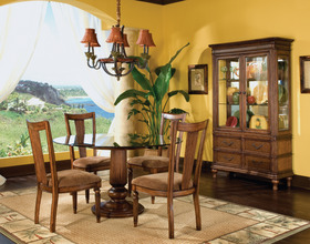 Tropical Casual Brown Pedestal Dinette Set