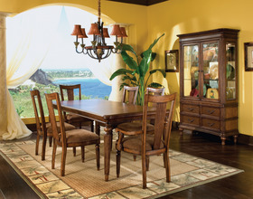 Tropical Distressed Brown Rectangular Dining Room Set