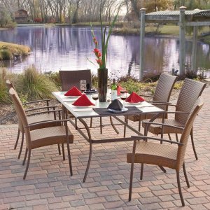 Tuscany 72-inch All Weather Wicker Dining Set