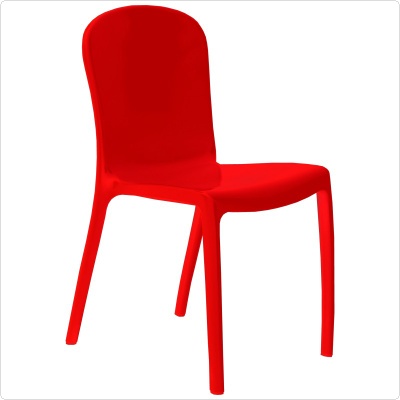Victoria Glossy Plastic Outdoor Bistro Chair Red