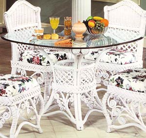 Wicker Base Dinner Table with Optional Glass Top in 42inch  or  48 inch  Sizes