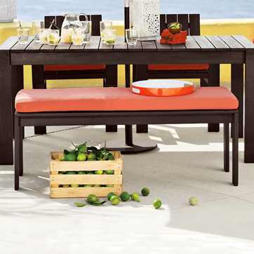 Wood-slat long bench