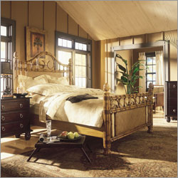 Bungalow Rattan Panel Bed in Blond Bedroom Set