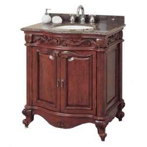 Estate Rich Mahogany Vanity With Granite Top and Undermount Sink