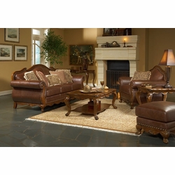 Leather Sofa Set - Traviata Sofa Set in Butternut