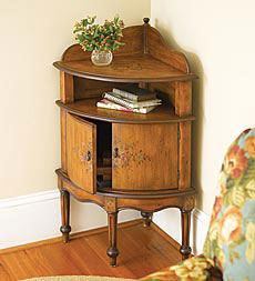 Meadow Rose Hand-Painted Corner Cabinet