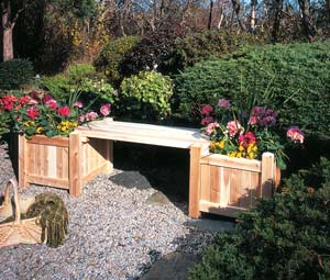 Planter Bench w  Two Planter Boxes in Cedar