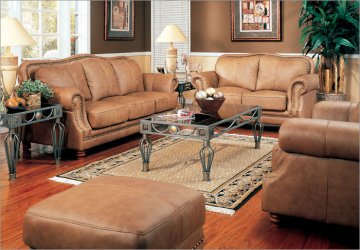 Savannah Leather Sofa Living Room Set