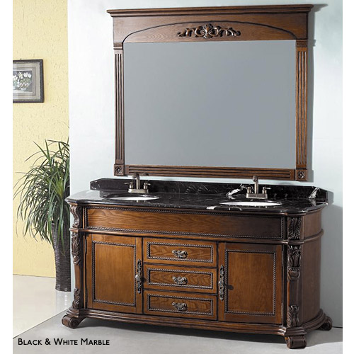 Traditional Double Bathroom Vanity and Mirror