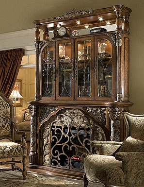 Villa Valencia Fireplace with Multi-Media Cabinet Set