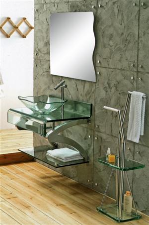 Bathroom Vanity Set w Bowl, Mirror & Faucet