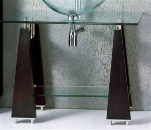 Contemporary Mahogany Vanity w Tempered Glass