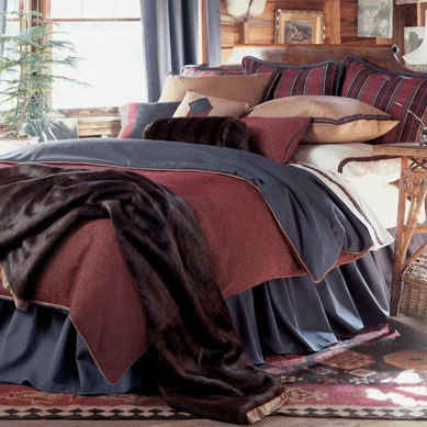 Dark Blue and Red Bedding