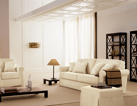 White Fabric Living Room