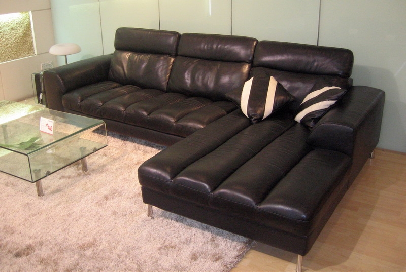 Dark Brown Leather Sectional Sofa
