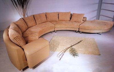 Modern Leather and Fabric Sectional Sofa