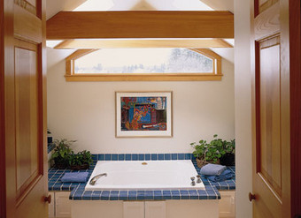 Wood Bathroom with Tub