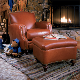 Leather Chair and Ottoman