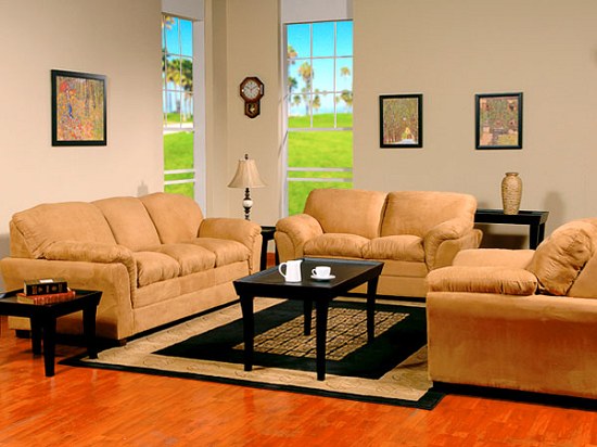 Light Brown Microfiber Three Piece Set