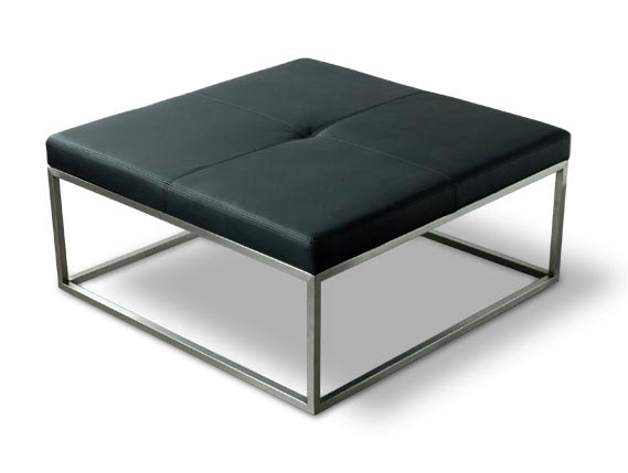 Black Leather Ottoman
