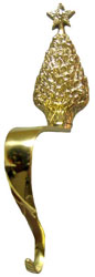 Brass Christmas Tree Stocking Hook
