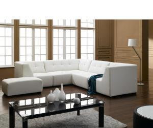 Modern White Bonded Leather Sectional 