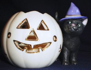 Halloween Cat Pumpkin Night Light