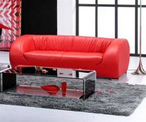 Modern Red Leather Sofa