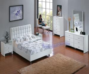 White Leather-Match King Size Bed