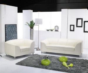 White Leather Modern Sofa