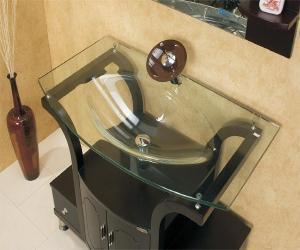 Wood and Glass Bathroom Vanity